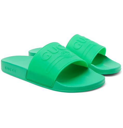 gucci rubber slides green